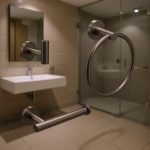 Juego de Accesorios de Baño de Acero Inoxidable con Acabado Níquel Cepillado y Negro Mate, Juego de Toalleros de Pared para Hoteles - Product Image 2