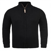 Cardigan technique haut de gamme pour homme, col roulé zippé, détails côtelés, anti-plis, veste décontractée d'hiver