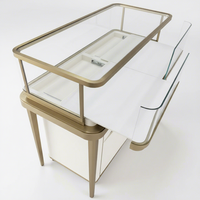 Vitrine de présentation de bijoux incurvée de luxe sur mesure avec éclairage LED, conception gratuite pour toute la boutique de bijoux
