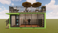 Restaurant-bar-café-kiosque en conteneur pop-up à deux étages, utilisation de maisons préfabriquées en acier