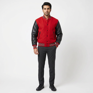 FINER THREADS Blouson Letterman Homme Personnalisé de Haute Qualité, Respirant, avec Col Montant, en Cuir et Broderie, Style Patchwork et Applique - Product Image 1