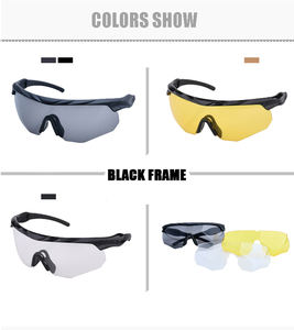 ハイインパクトカスタム戦術3レンズ弾道サングラス屋外ハーフフレーム戦術ゴーグルサイクリングサングラス - Product Image 3