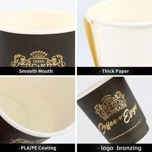 Vaso de Papel para Bebidas Calientes con <span class=keywords><strong>Tapa</strong></span>, Personalizado con Logotipo, Ecológico, Desechable, de Pared Simple o Doble, con Lámina Dorada - Product Image 2