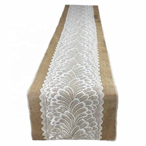 Vendita calda 12x108 pollici lungo pizzo di lino naturale decorativo tavolo Runner panno da tavola per la festa di nozze - Product Image 1