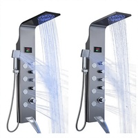 Colonne de douche thermostatique murale en acier inoxydable avec panneau de douche pluie et cascade, ensemble de robinetterie de salle de bain