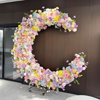 Arche de fleurs artificielles Moonflower (forme de croissant de lune, entièrement faite à la main) pour la décoration de mariages, hôtels, anniversaires, salles de banquet, centres commerciaux