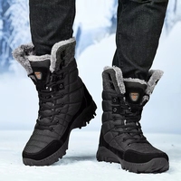 Bottes d'hiver pour l'extérieur, bottes de neige à tige haute, antidérapantes, imperméables, chaudes, en coton surdimensionné, légères, pour hommes