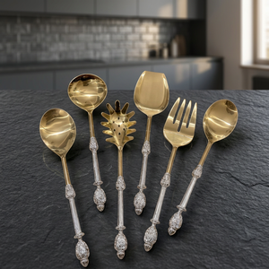 Ensemble de cuillères et fourchettes à salade en bois naturel pour saladiers, cuisine, table à manger, restaurant et usage domestique - Product Image 1