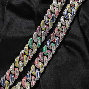 Cadena cubana luminosa colorida para mujer, joyería <span class=keywords><strong>de</strong></span> moda, regalo <span class=keywords><strong>de</strong></span> América, cadena <span class=keywords><strong>de</strong></span> fiesta, collar cubano, joyería <span class=keywords><strong>de</strong></span> rapero <span class=keywords><strong>de</strong></span> 20mm - Product Image 4