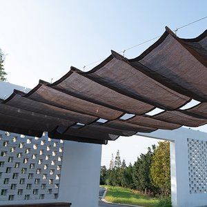 2m x 5m de Protection UV personnalisable en HDPE respirant télescopique vague pare-soleil filet bois gazébo toit auvent voiles de soleil - Product Image 6