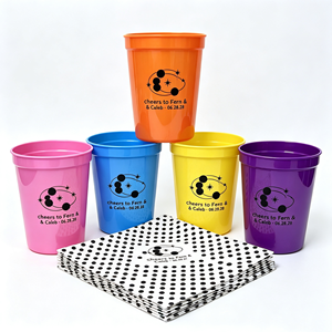 Gobelets en plastique personnalisés givrés pour stade avec votre texte et logo, 16 oz, jetables, réutilisables, pour fêtes, plusieurs couleurs, pour boissons - Product Image 1