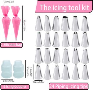 Lot de 36 douilles jetables pour poches à douille, 36 embouts en acier inoxydable résistants à la chaleur, 2 adaptateurs pour poches à douille, outils de pâtisserie - Product Image 2