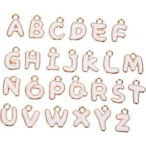 Llavero de metal con cuentas de esmalte en forma de letra, juego de letras mayúsculas de la A a la Z, abalorios para hacer pulseras, collares y joyería DIY - Product Image 1