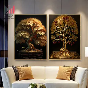 Golden Wealth Tree und Red Apple Tree Wand kunst Bilder und Drucke Luxus Stillleben Poster für zu Hause Wohnzimmer Home Decor