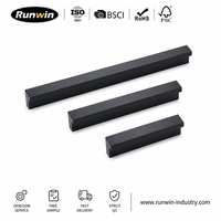 Poignée de meuble en profilé aluminium noir mat, ergonomique en forme de L, quincaillerie moderne pour cuisine, armoire, commode, placard, mobilier OEM