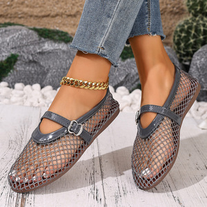 Scarpe Basse da Donna Comode con Punta Chiusa, Design a Rete, Taglie Forti, Suola Morbida, Traspiranti, in Mesh, Estive, Scavate, Stile Mary Jane - Product Image 4