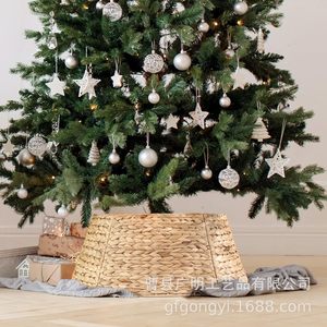 Farmhouse <b>Christmas</b> <b>Tree</b> Skirt Woven Willow Straw Round Linen Handmade Decor <b>For</b> <b>Tree</b> <b>Base</b> Covering - Product Image 3