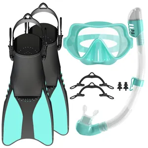 Anti Fog Diving Dry Snorkel Mask Fins Flippers Snorkel Set With Panoramic View Dive Snorkeling Mask