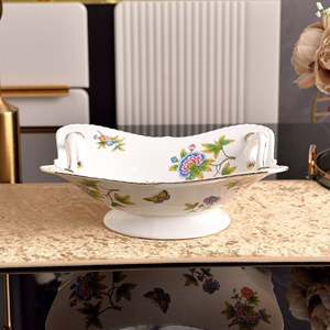 Wholesale Modern Design <b>Plant</b> Pattern Decorative Bone China 2-Piece Chocolate <b>Tray</b> Plate Kitchen Decor Fruit Bowl with Stand - Product Image 3