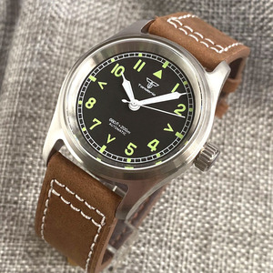 坦多里奥36毫米飞行员NH35A PT5000自动潜水男士手表200米防水发光表盘蓝宝石玻璃皮革表带 - Product Image 5