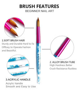 Herramienta de Manicura para Arte de Uñas DIY, <span class=keywords><strong>Pincel</strong></span> de Uñas Acrílico <span class=keywords><strong>Kolinsky</strong></span> de Alta Calidad con Mango de Cristal - Product Image 2