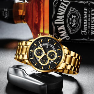 Nuevo para hombres Movimiento de cuarzo de alta calidad Aleación Estilo de negocios 3BAR Resistente al agua Calendario de mano luminoso Deportes de moda - Product Image 6