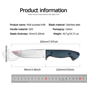 Couteau tactique de survie de haute qualité, personnalisable, lame D2 Drop Point, manche G10, étui en acier inoxydable, couteau de poche OEM - Product Image 6