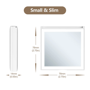 Zonyin 2X放大便携式塑料折叠口袋旅行化妆镜方形2面发光二极管灯批发化妆镜 - Product Image 2