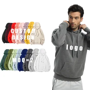 Grosir sweter hoodie kustom Pria Wanita polos Logo cetak olahraga hoodie katun desain lengan panjang kelas berat
