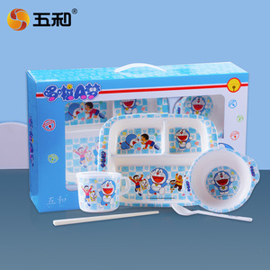 Doraemon Kids Tableware Set Melamine Bowl Cup Spoon Chopsticks Cartoon Design For Children Dining - Product Image 4