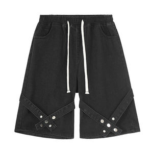 Nuovi Arrivi: Pantaloncini <span class=keywords><strong>Jeans</strong></span> da <span class=keywords><strong>Uomo</strong></span> di Design <span class=keywords><strong>con</strong></span> Coulisse, Trendy, <span class=keywords><strong>con</strong></span> Bottoni e Cintura, <span class=keywords><strong>in</strong></span> Denim Baggy, Stile Retrò Casual - Product Image 4