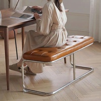 Banc d'entrée moderne avec base en métal Banc rembourré confortable pour chambre à coucher Salle à manger
