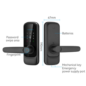 Cerradura de puerta de acero de seguridad inteligente Tuya, lector de tarjetas y huellas dactilares biométrico, Control de aplicación inteligente, Digital manija de teclado, cerradura inteligente - Product Image 5