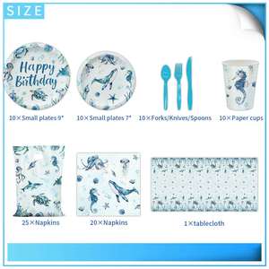 Platos de Papel para Pastel de Cumpleaños Infantiles con Diseño de Animales Marinos Personalizados para Fiestas - Product Image 5