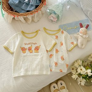 Cute Cartoon Short Sleeve T-Shirt For Girls Star Print Cotton Summer Clothes Kids Top - Product Image 1