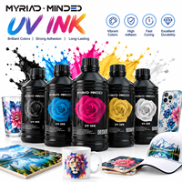 Tinta UV Myriad Minded, Tinta UV Curable, Tinta Cetak UV LED CMYK Putih, Pengeringan Cepat, Daya Rekat Tinggi untuk Pencetakan pada Kaca, Logam, Akrilik