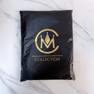 Wholesale Matte Black Zipper <b>Bags</b> Custom Shiny Gold Logo Luxury PE Zip Pouches Garment <b>Packaging</b> <b>Bags</b> - Product Image 4