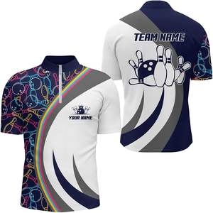 Jersey de Bolos de Manga Corta con Cierre Frontal y Logotipo, Tejido con Estampado Completo, 3D, de Secado Rápido, Talla Grande, Unisex, de Poliéster, Deportivo - Product Image 4