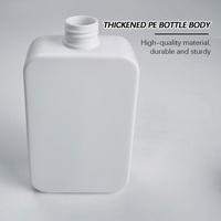 Bouteilles à pompe rectangulaires blanches de 250 ml et 350 ml, flacons carrés plats en PE pour gel douche et lavant corporel, emballage cosmétique, MOQ 100 pièces, flacon de shampoing