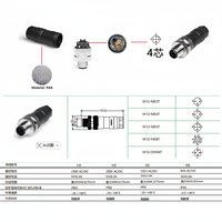 Connecteur DIN M12 mâle droit 3/4 broches M12-M04T, adaptateur étanche IP40, contacts en cuivre, 60V 5A, pour connexions industrielles de câbles d'alimentation