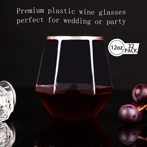 Tasses à vin <span class=keywords><strong>en</strong></span> <span class=keywords><strong>plastique</strong></span> transparent incassables <span class=keywords><strong>en</strong></span> diamant à bord <span class=keywords><strong>en</strong></span> or rose de 12oz verres à <span class=keywords><strong>champagne</strong></span> jetables incassables sans BPA - Product Image 5