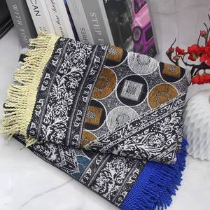 Best-selling multi-color circular globe design composite latex cushioned woven Muslim prayer rug, <b>foldable</b> - Product Image 1