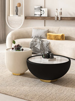Table basse de style nordique de luxe léger avec plateau en marbre, pas besoin d'assemblage, BTCT033 pour salon