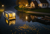 Bateau de plaisance catamaran flottant en plein air, un bateau qui peut offrir un endroit de repos comme une maison, bateau électrique avec cabine aquatique