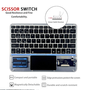 <span class=keywords><strong>Clavier</strong></span> <span class=keywords><strong>Bluetooth</strong></span> transparent style punk avec pavé tactile, rétroéclairage RGB, interrupteurs à ciseaux silencieux, compatible multi-appareils - Product Image 3