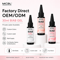 Kit de 5 gels constructeurs BIAB rose nude tendance en bouteille, auto-nivelants, résistants et reconstituables, pour extension d'ongles en salon de manucure