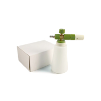 PROWORKZ Canon à mousse réglable résistant aux produits chimiques en mousse PA, bouteille en PP, couvercle à clipser, boule de gravité en acier, filet à mousse pour lavage de voiture
