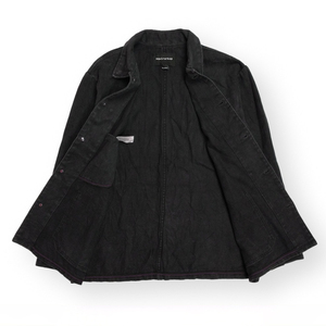 Squirorkop Custom <strong>Black</strong> Twill Cotton Denim <strong>Chore</strong> <strong>Jacket</strong>,Men's Vintage Washed Top Button-up Shacket Streetwear Fashion Style - Product Image 2