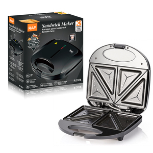 Piastra per Sandwich RAF 750W Antiaderente, <span class=keywords><strong>Tostapane</strong></span> Elettrico Compatto con Riscaldamento Bilaterale e <span class=keywords><strong>Piastre</strong></span> Facili da Pulire - Product Image 1