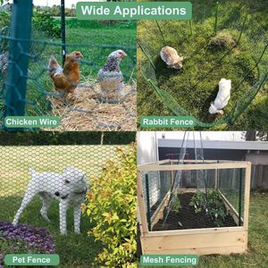 Hühner draht Blumen 15,7x157 Zoll Grünes Netz 0,6-Zoll Sechseck verzinkt PVC beschichtet Netz Zaun Handwerk Garten - Product Image 6